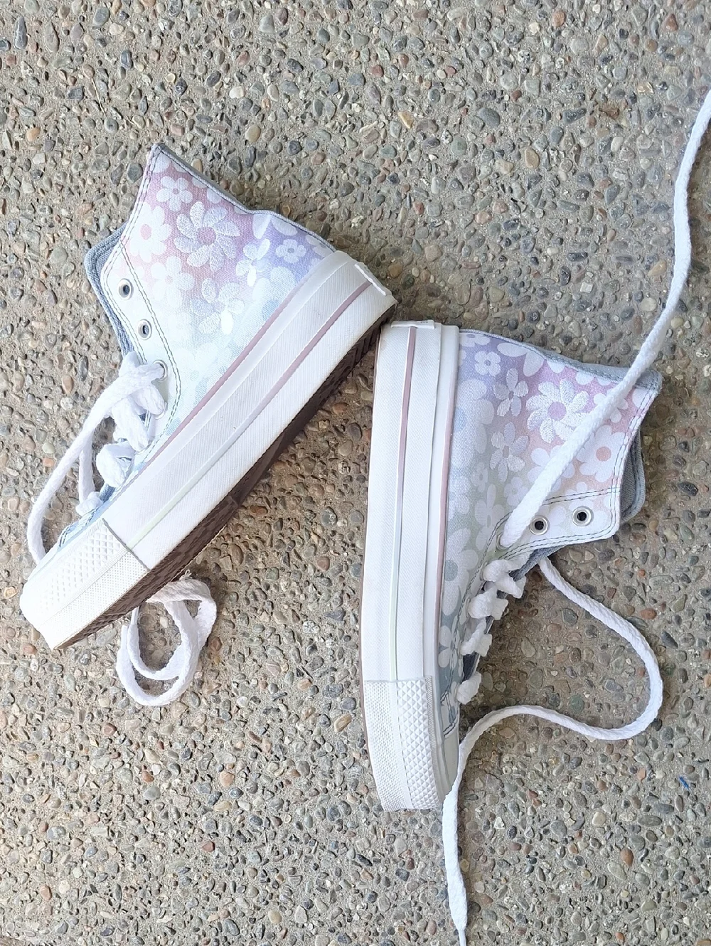 Converse Chuck Taylor All Star Lift Sneakers In Gradient Flowers Fairycore Sz 8 - Picture 5 of 9